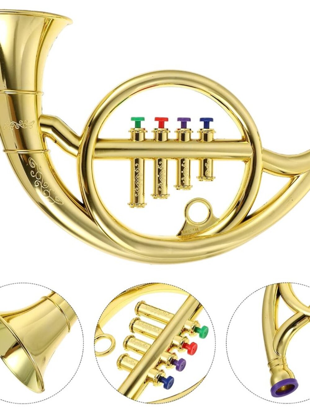 Simulated French Horn 4-Tone Trumpet Music Instrument Model 14.96In Performance - Picture 2 of 8